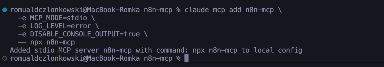 Adding n8n-MCP server in Claude Code
